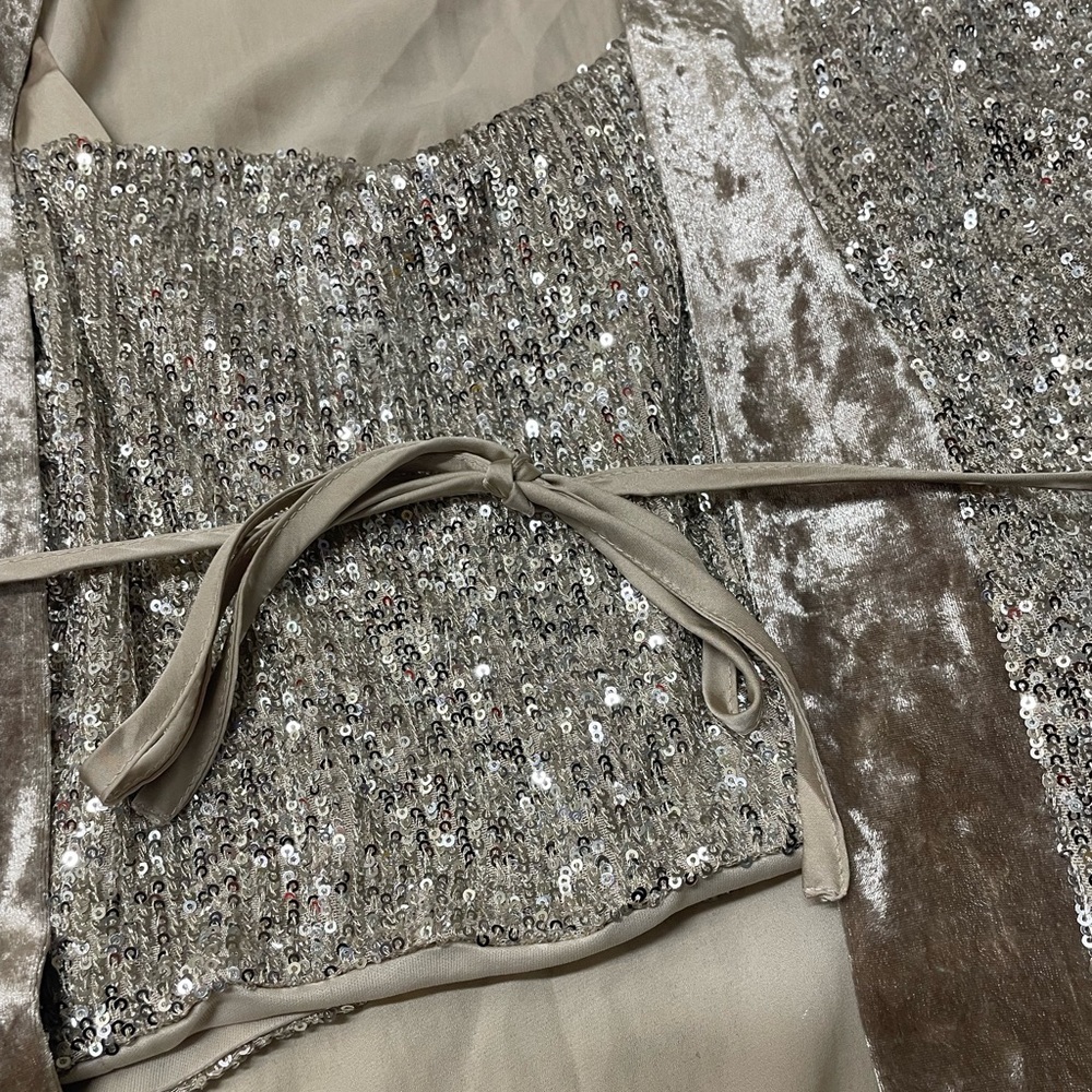 Sz Md Champagne Sequin 2 Piece Top Set (Worn Once) ✨ - Picture 6 of 16